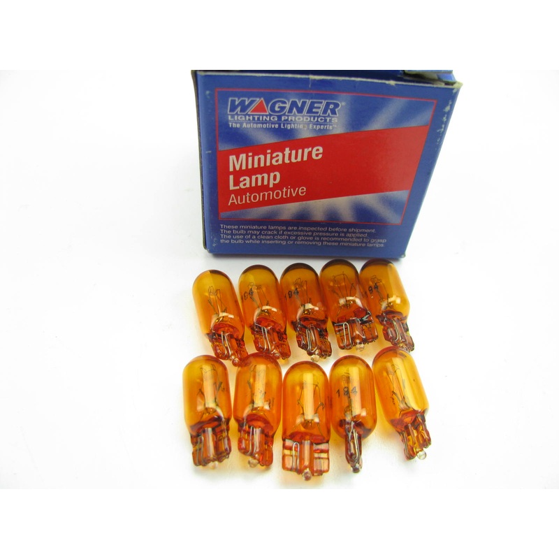 (10) Wagner 194NA Minature Light Bulb Amber - Wedge T-3 1/4 14V 3.78 Watt