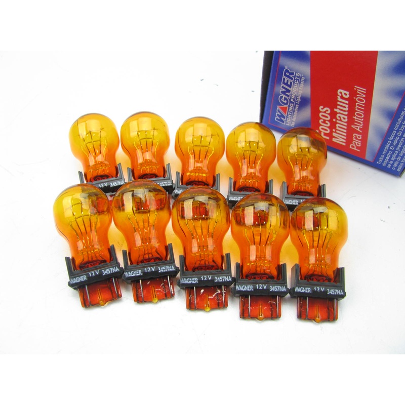 (10) Wagner 3457NA Amber Turn Signal Light Bulbs 14V