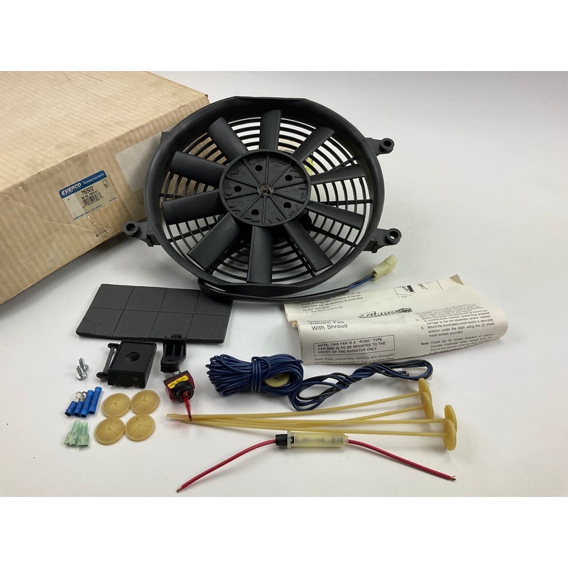 UNIVERSAL Everco M6922 Push Design, 10'' Cooling Electric Fan Motor + Install Kit