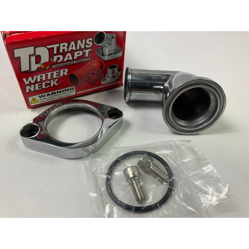 Trans-Dapt 6007 Water Neck Polished Aluminum 90 Swivel 66-75 SBC BBC Chevy V8